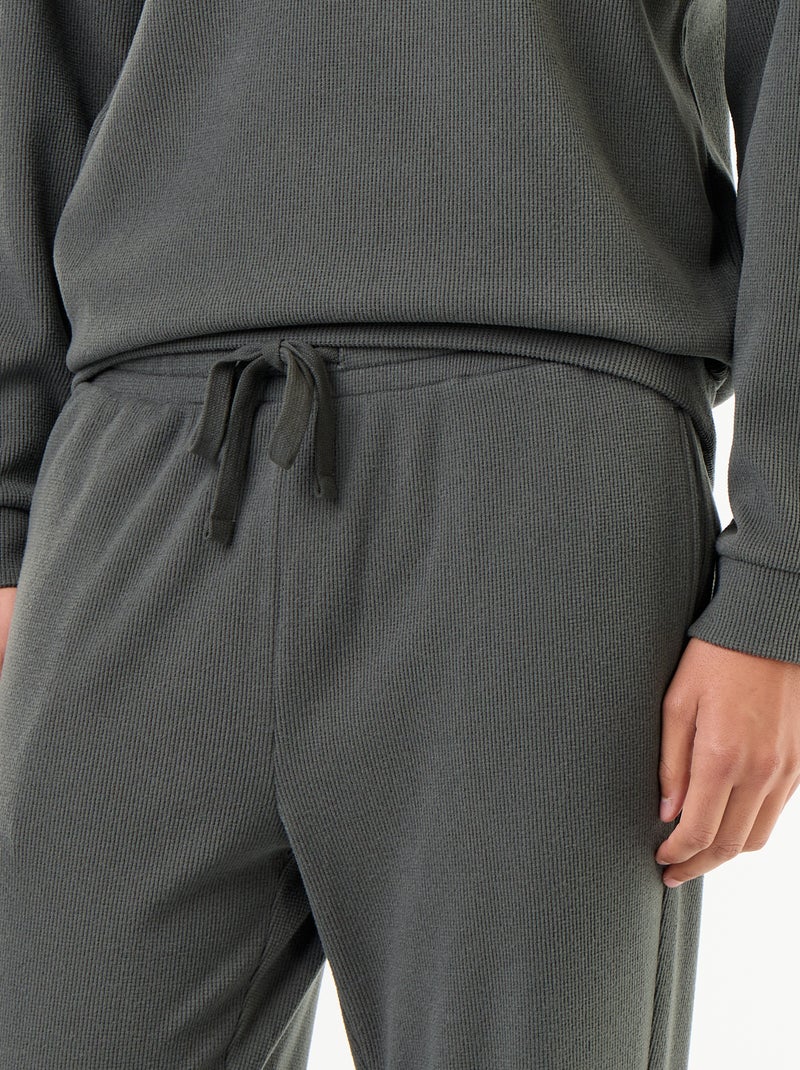 Completo pigiama lungo t-shirt + pantaloni a nido d'ape - 2 pezzi Verde - Kiabi