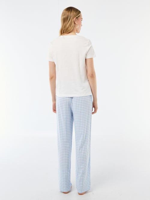 Completo pigiama lungo t-shirt + pantaloni a quadri - 2 pezzi - Kiabi