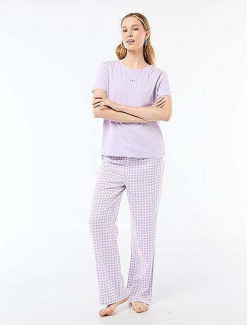 Completo pigiama lungo t-shirt + pantaloni a quadri - 2 pezzi
