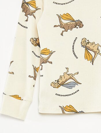 Completo pigiama lungo t-shirt + pantaloni con motivo all over