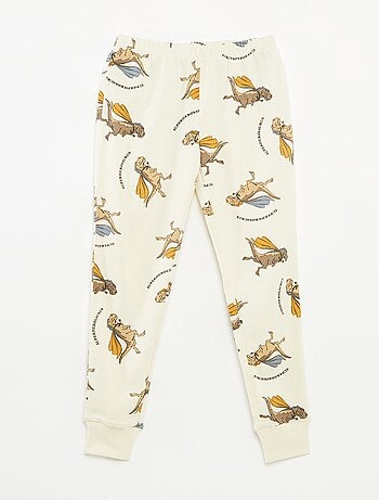 Completo pigiama lungo t-shirt + pantaloni con motivo all over