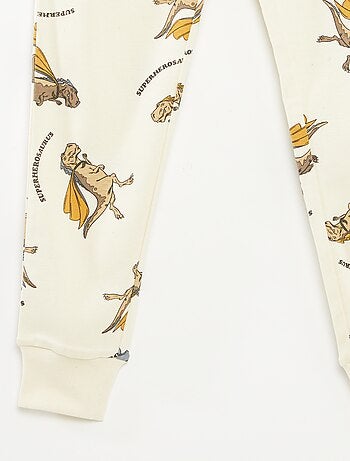 Completo pigiama lungo t-shirt + pantaloni con motivo all over