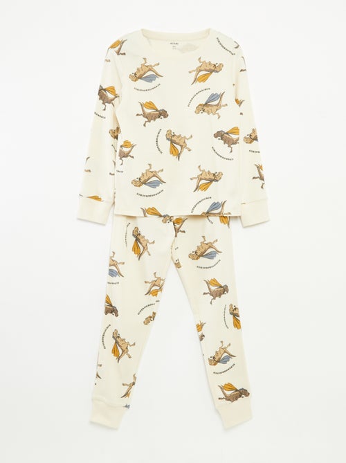 Completo pigiama lungo t-shirt + pantaloni con motivo all over - Kiabi