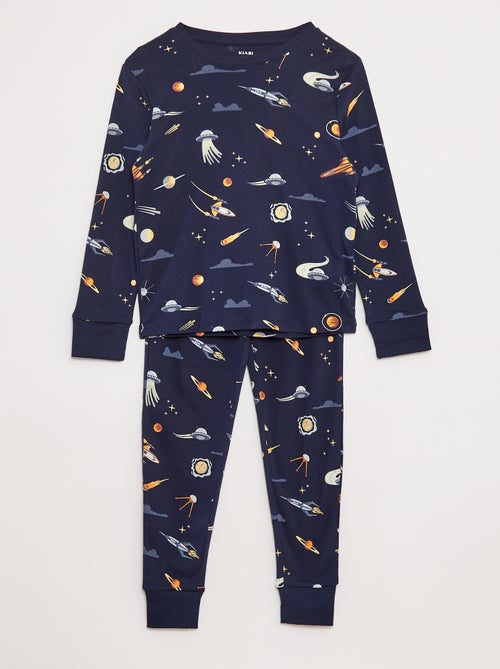 Completo pigiama lungo t-shirt + pantaloni con motivo all over - Kiabi