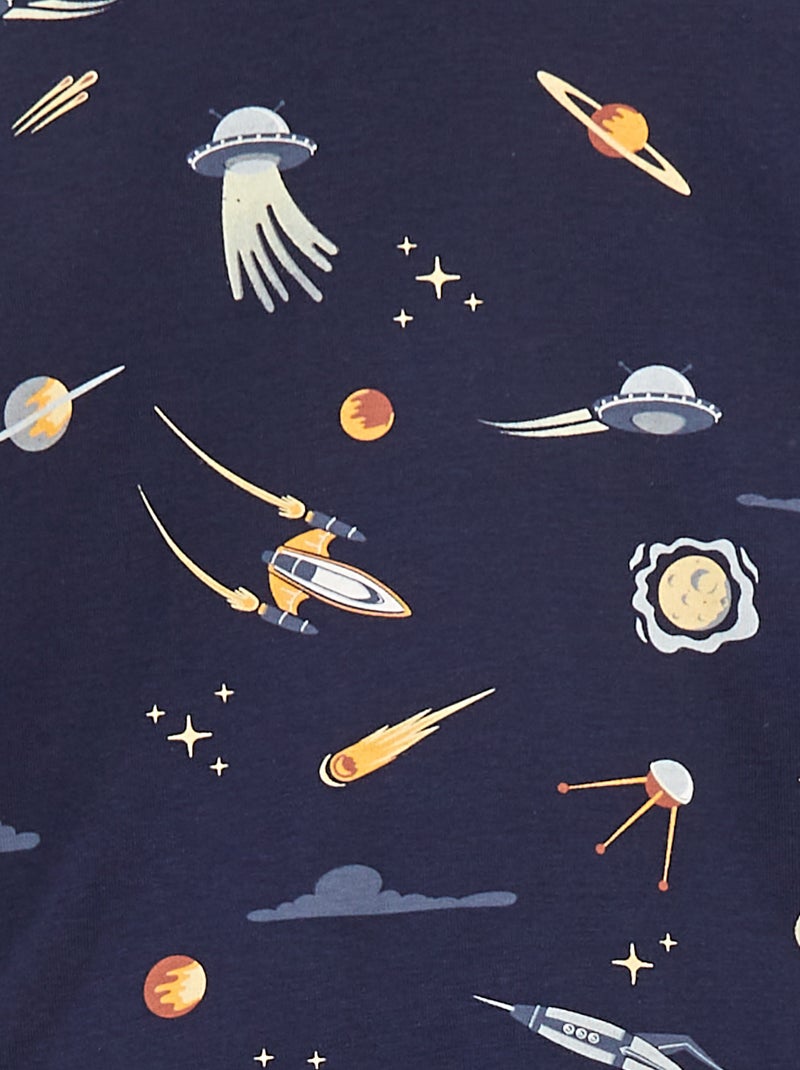 Completo pigiama lungo t-shirt + pantaloni con motivo all over Blu - Kiabi