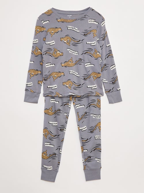 Completo pigiama lungo t-shirt + pantaloni con motivo all over - Kiabi