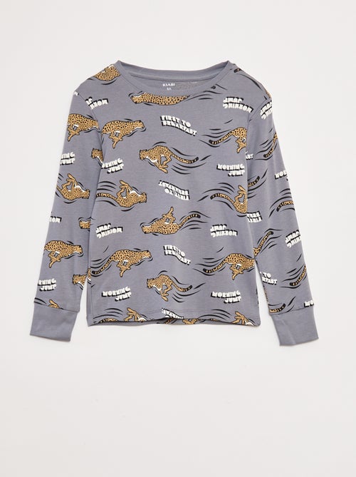 Completo pigiama lungo t-shirt + pantaloni con motivo all over - Kiabi
