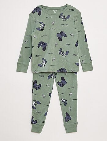 Completo pigiama lungo t-shirt + pantaloni con motivo all over