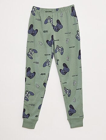 Completo pigiama lungo t-shirt + pantaloni con motivo all over
