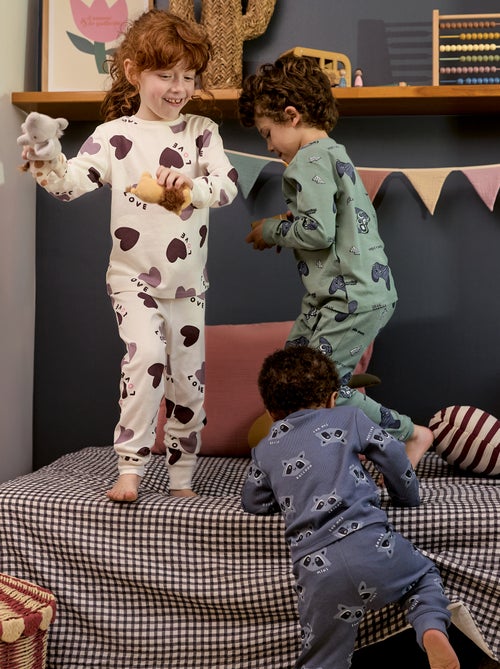 Completo pigiama lungo t-shirt + pantaloni con motivo all over - Kiabi