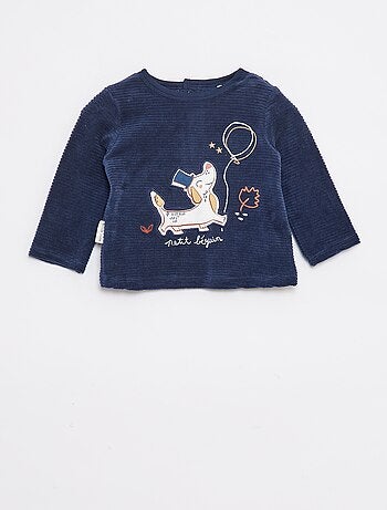 Completo pigiama lungo t-shirt + pantaloni con piedini in pile - 2 pezzi