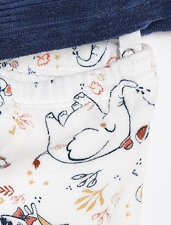Completo pigiama lungo t-shirt + pantaloni con piedini in pile - 2 pezzi