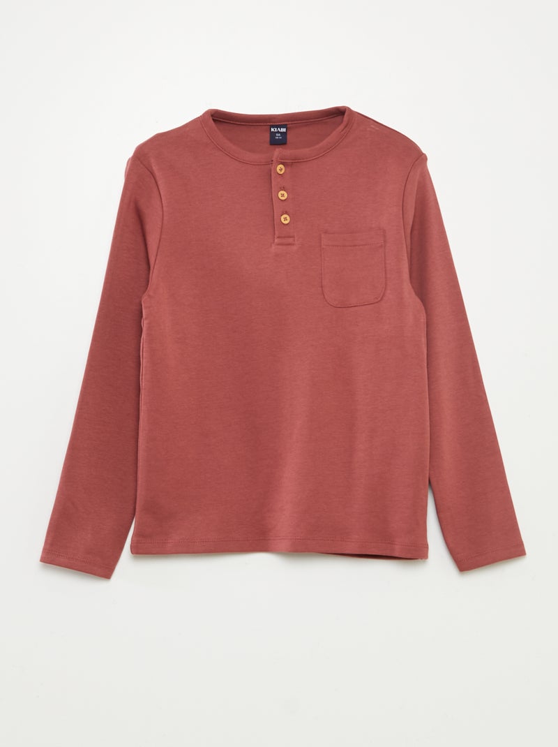 Completo pigiama lungo t-shirt + pantaloni in popeline - 2 pezzi ROSSO - Kiabi