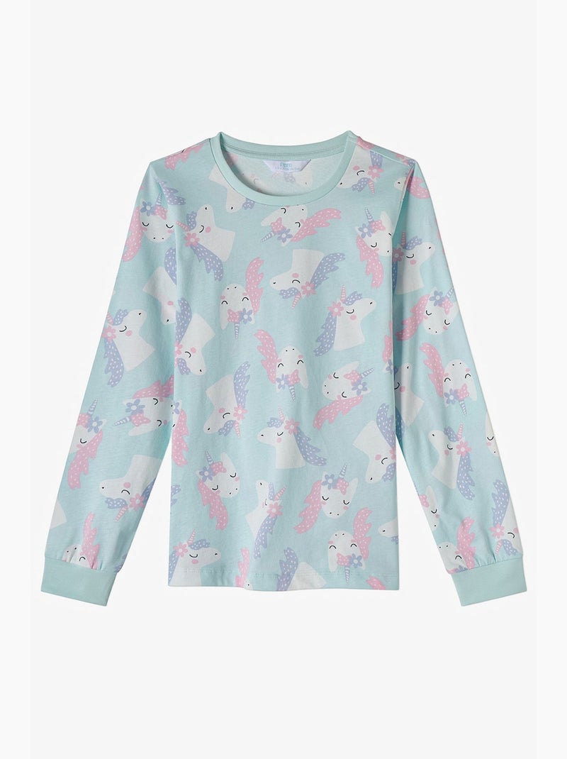 Completo pigiama magical repeat da bambina in cotone a maniche lunghe penti Blu cielo - Kiabi