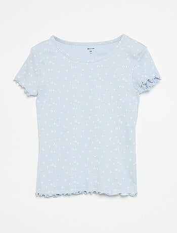 Completo pigiama maglia + pantaloncini in cotone a costine
