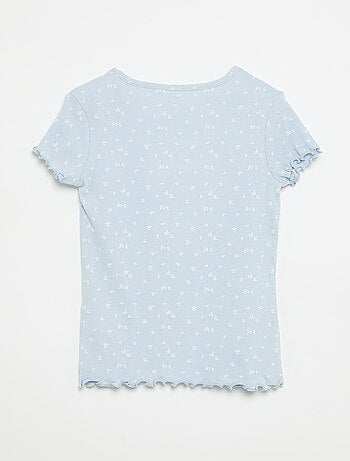 Completo pigiama maglia + pantaloncini in cotone a costine