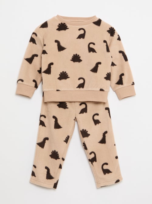 Completo pigiama maglia + pantaloni in pile - Kiabi