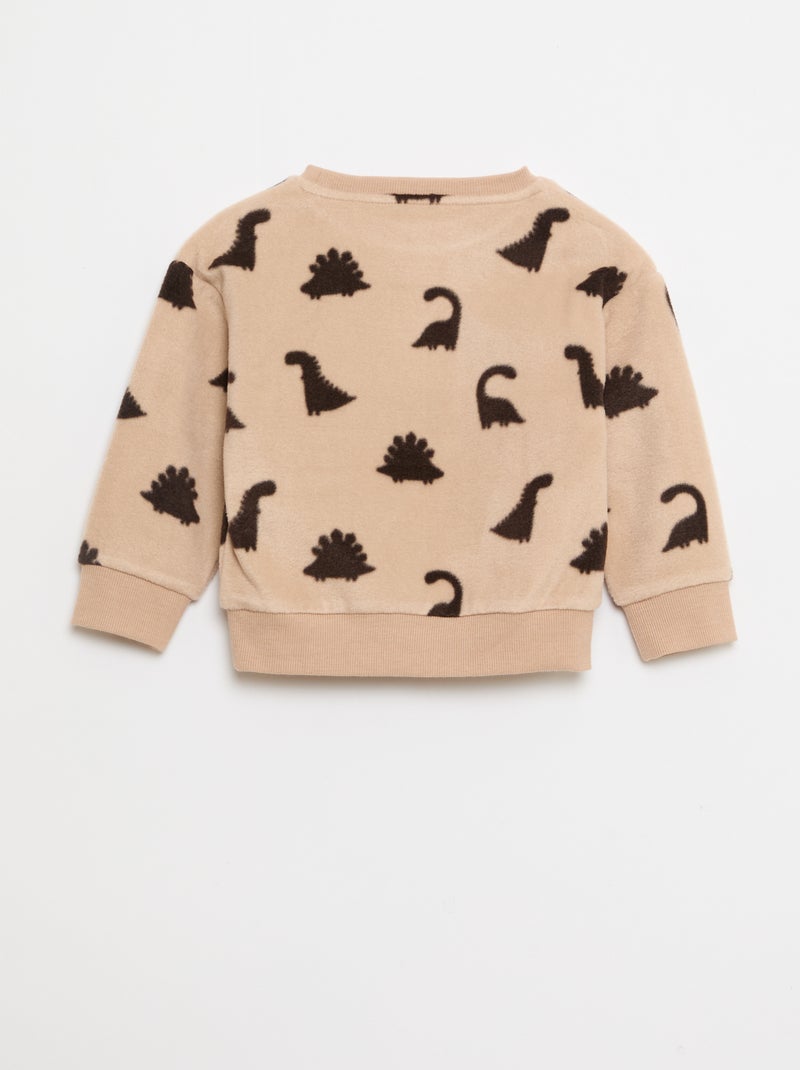 Completo pigiama maglia + pantaloni in pile Beige - Kiabi