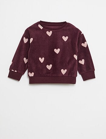 Completo pigiama top + pantaloni in pile