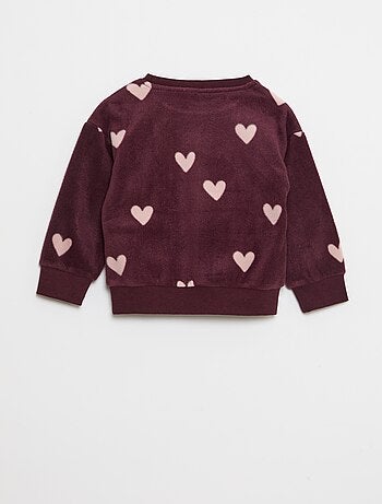 Completo pigiama top + pantaloni in pile