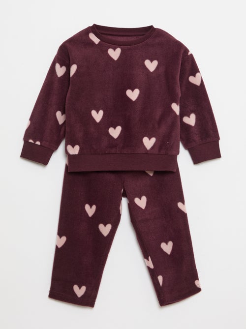 Completo pigiama maglia + pantaloni in pile - Kiabi