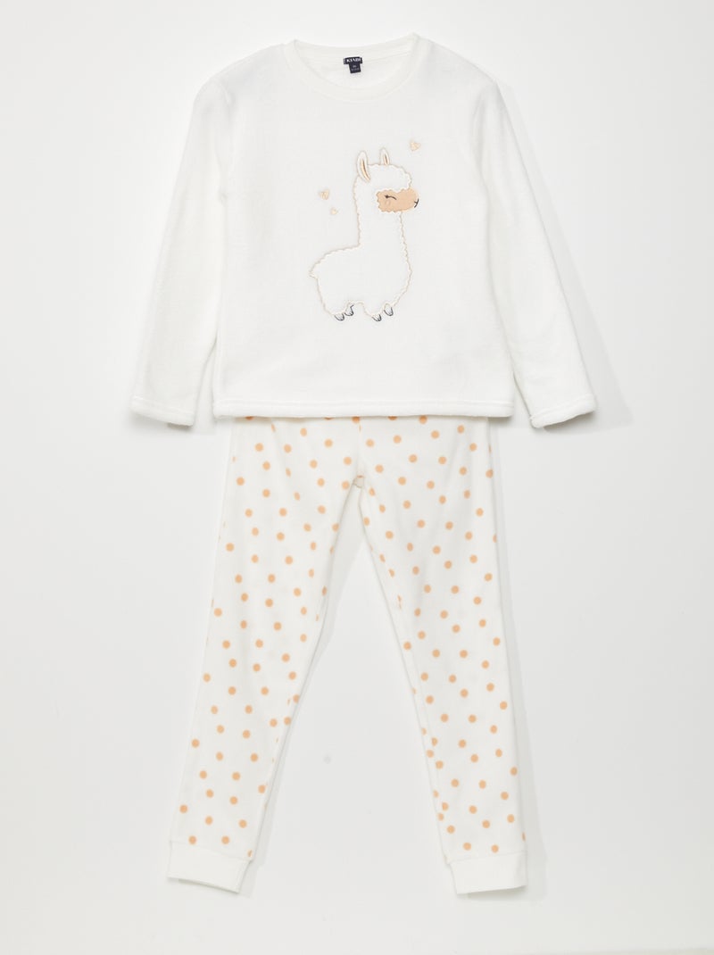 Completo pigiama maglietta + pantaloni Bianco/Alpaca - Kiabi