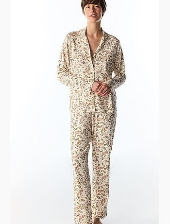 Completo pigiama margot stampato con motivo scialle, maniche lunghe, camicia e pantaloni penti