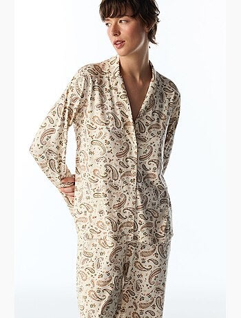 Completo pigiama margot stampato con motivo scialle, maniche lunghe, camicia e pantaloni penti