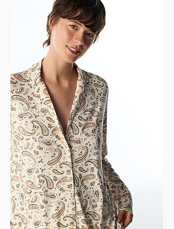 Completo pigiama margot stampato con motivo scialle, maniche lunghe, camicia e pantaloni penti