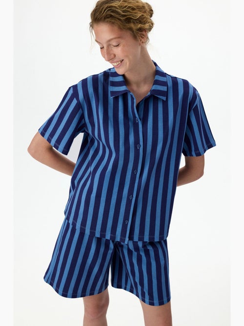 Completo pigiama midnight a righe con camicia a maniche corte e short penti - Kiabi Completo pigiama midnight a righe con camicia a maniche corte e short penti - Kiabi