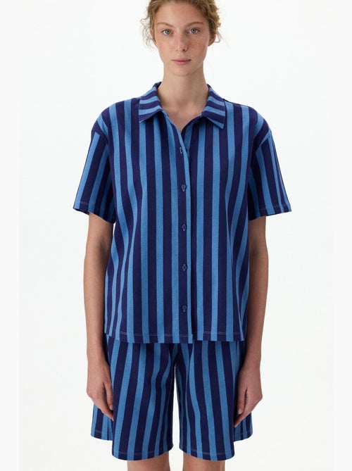 Completo pigiama midnight a righe con camicia a maniche corte e short penti - Kiabi Completo pigiama midnight a righe con camicia a maniche corte e short penti - Kiabi