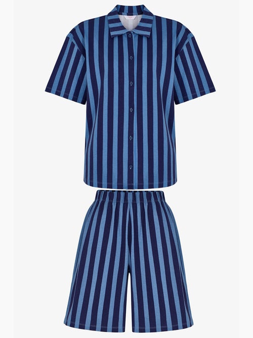 Completo pigiama midnight a righe con camicia a maniche corte e short penti - Kiabi Completo pigiama midnight a righe con camicia a maniche corte e short penti - Kiabi