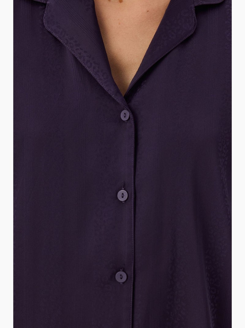 Completo pigiama midnight in raso a righe con camicia e pantaloni lunghi penti Viola - Kiabi