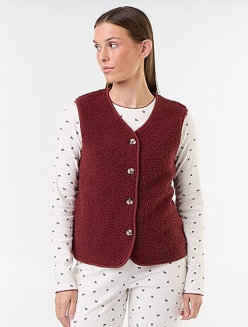Completo pigiama natalizio in maglia pointelle + cardigan effetto agnellato - 3 pezzi