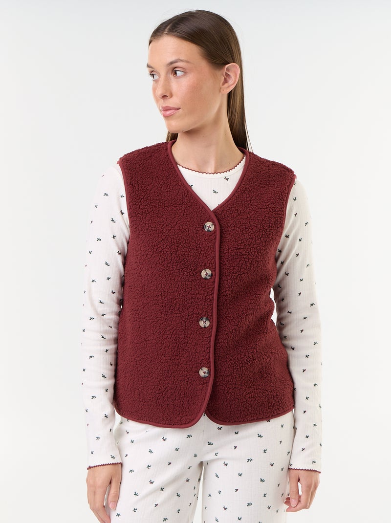 Completo pigiama natalizio in maglia pointelle + cardigan effetto agnellato - 3 pezzi Bianco - Kiabi