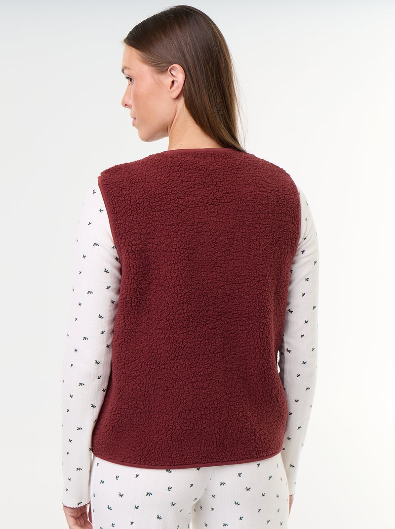 Completo pigiama natalizio in maglia pointelle + cardigan effetto agnellato - 3 pezzi Bianco - Kiabi