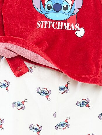 Completo pigiama natalizio stampato 'Disney' 'Stitch' in cotone