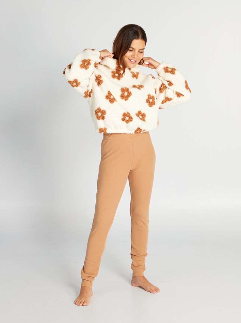 Completo pigiama pullover con cappuccio + pantaloni - 2 pezzi BIANCO - Kiabi