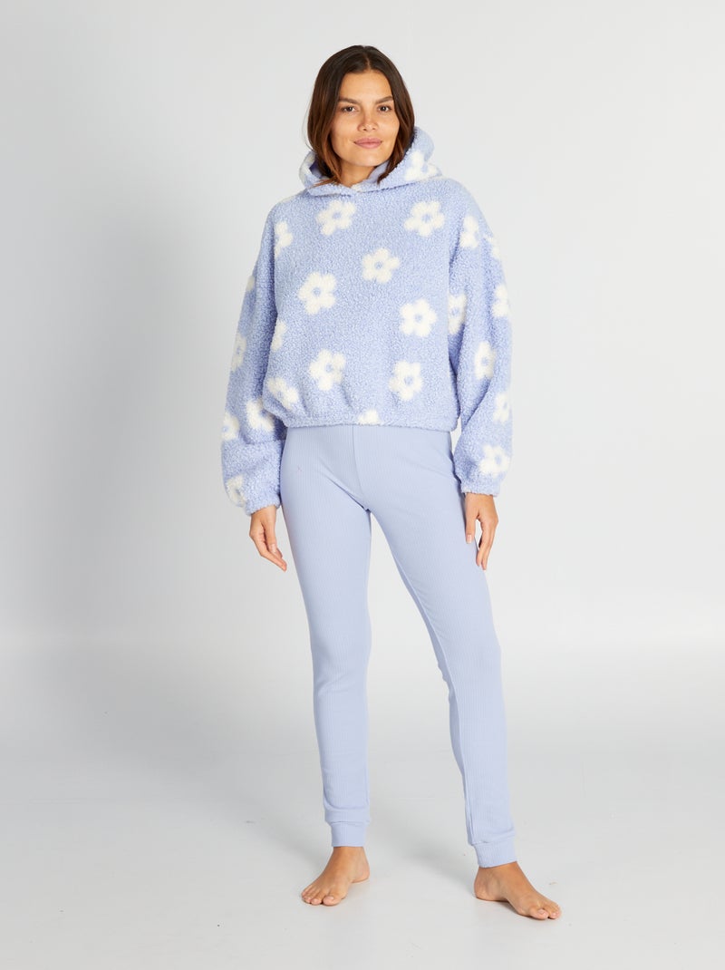 Completo pigiama pullover con cappuccio + pantaloni - 2 pezzi BLU - Kiabi