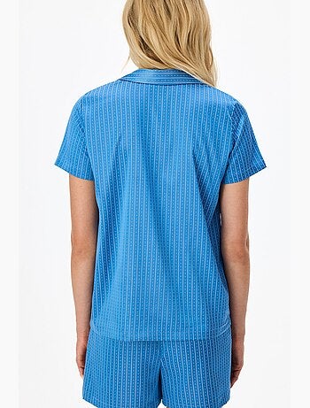 Completo pigiama skyline in raso con camicia e shorts, maniche corte penti