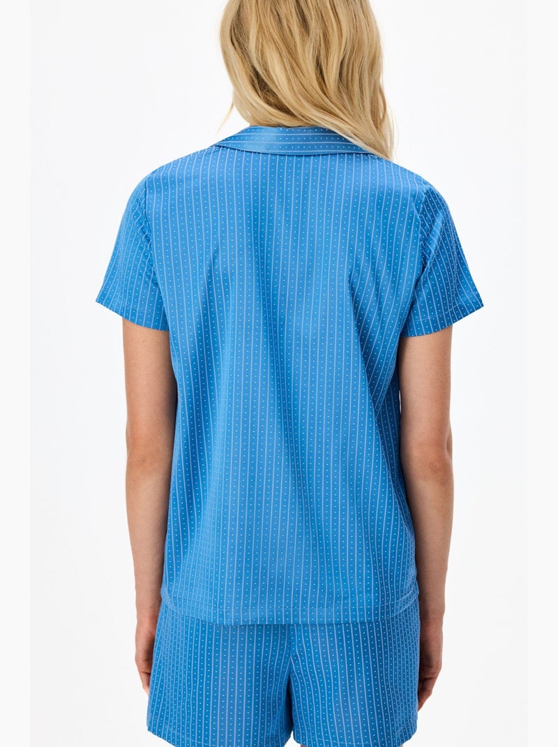 Completo pigiama skyline in raso con camicia e shorts, maniche corte penti Blu - Kiabi