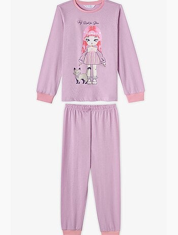 Completo pigiama starlit friends in cotone, a maniche lunghe, bambina penti