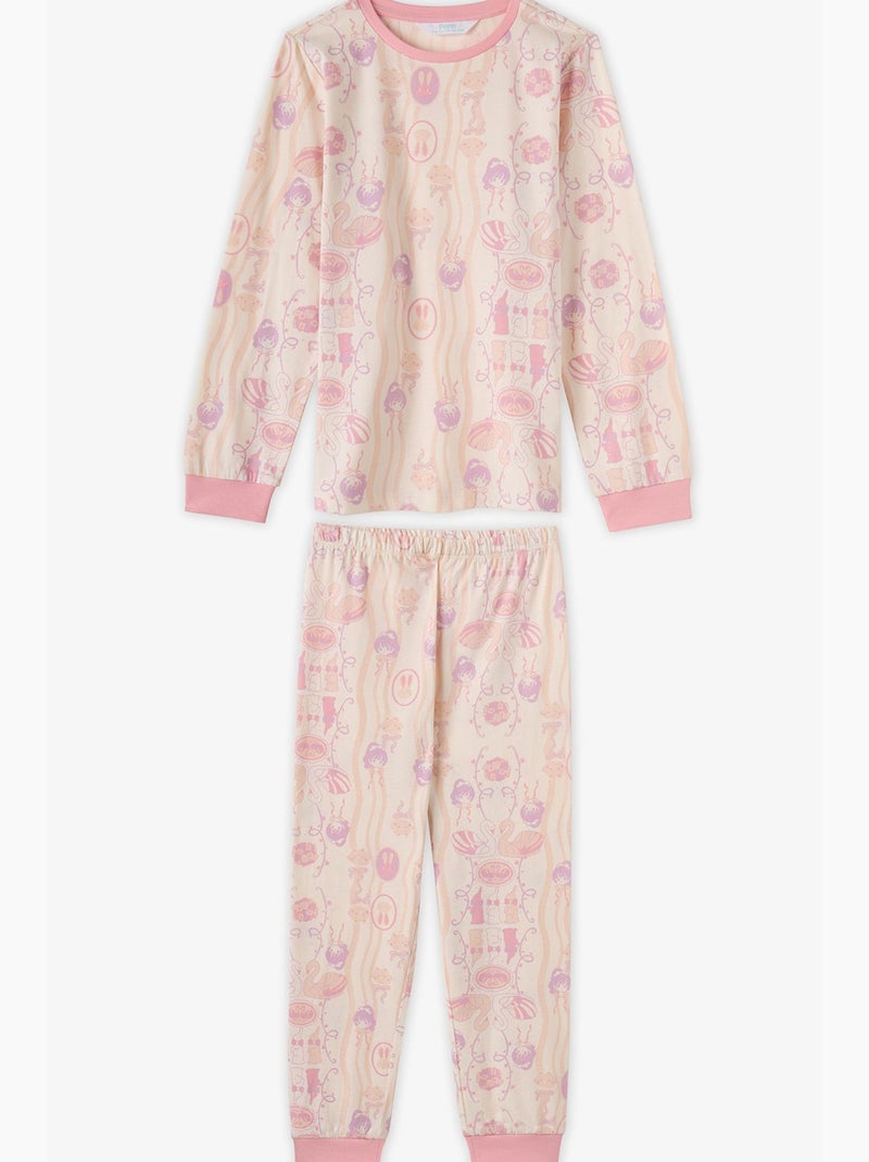 Completo pigiama starlit friends in cotone, a maniche lunghe, bambina penti Viola/Rosa - Kiabi