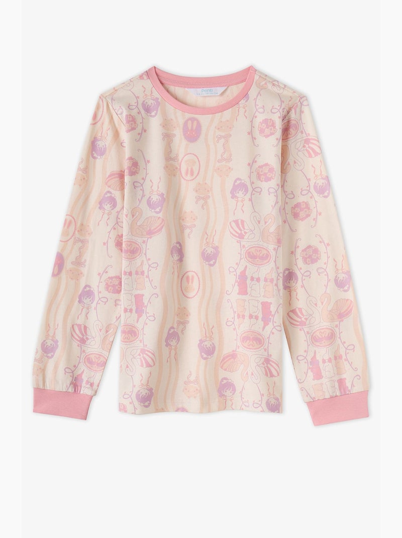 Completo pigiama starlit friends in cotone, a maniche lunghe, bambina penti Viola/Rosa - Kiabi