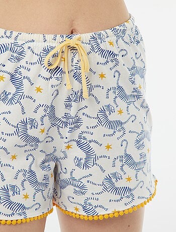 Completo pigiama t-shirt con scritta + shorts stampati