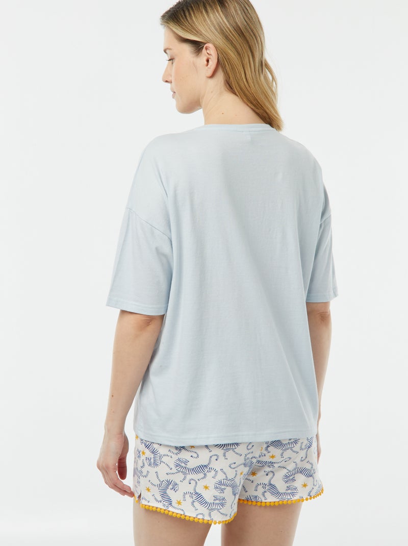 Completo pigiama t-shirt con scritta + shorts stampati BLU - Kiabi