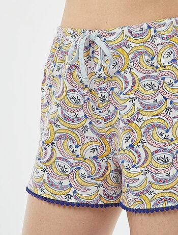Completo pigiama t-shirt con scritta + shorts stampati