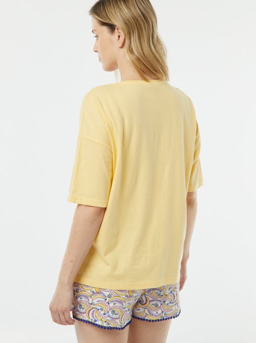 Completo pigiama t-shirt con scritta + shorts stampati - Kiabi