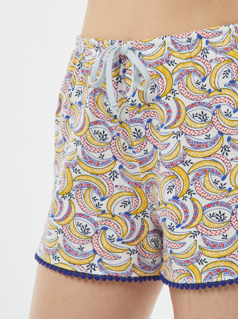 Completo pigiama t-shirt con scritta + shorts stampati GIALLO - Kiabi