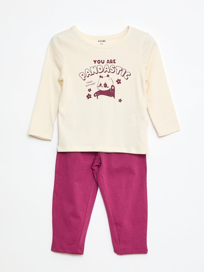 Completo pigiama t-shirt + leggings stampati - 2 pezzi Beige - Kiabi